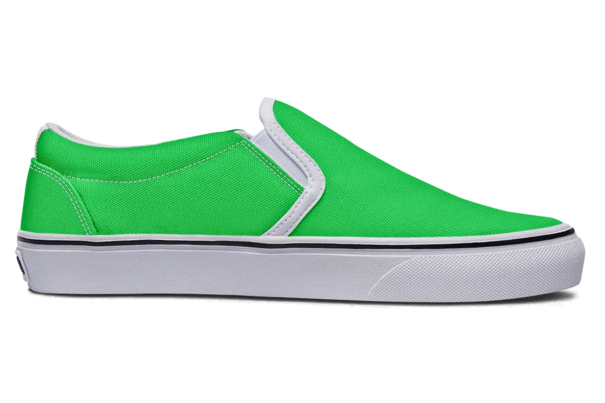 Yellow And Green Mismatch Slip Ons